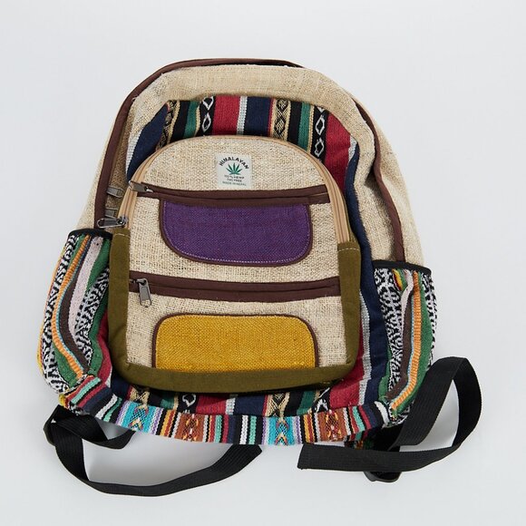 Unknown Handbags - HIMALAYAN Hemp Backpack Multi Color Boho Hippie Made in Nepal